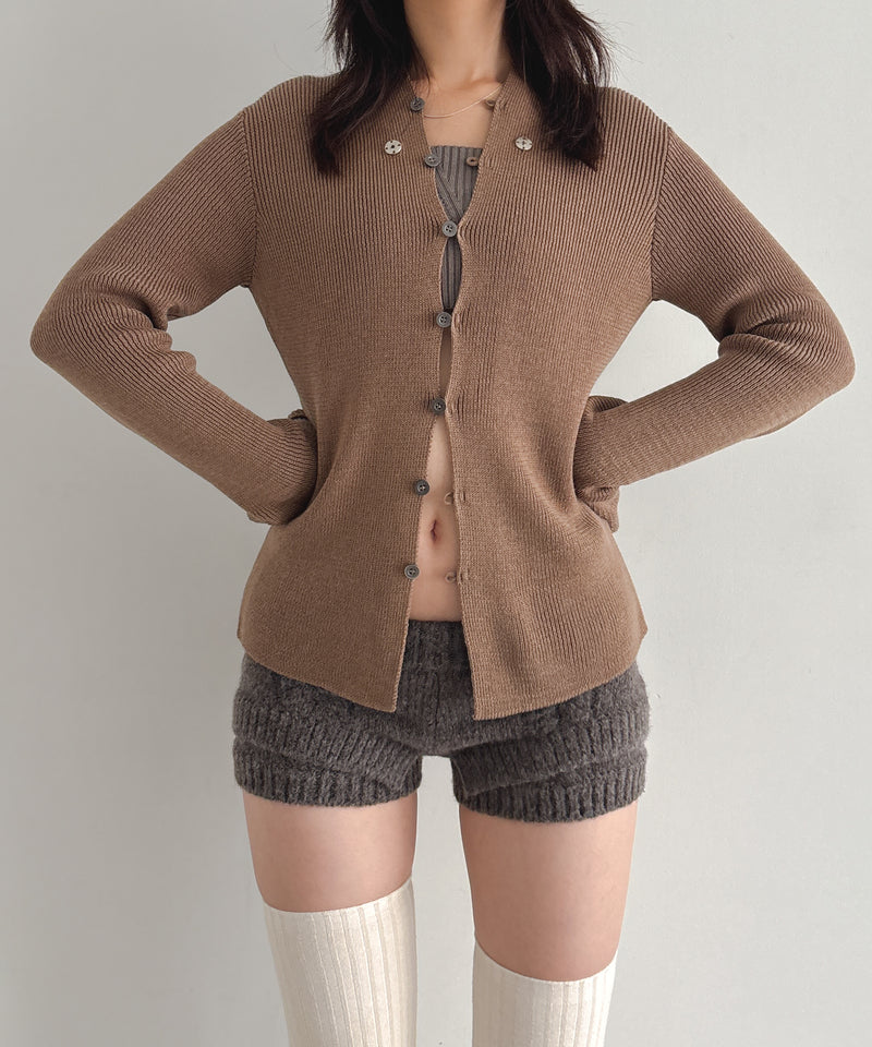ULIKASANCTUS Rope knit shorts "MELANGE BROWN"