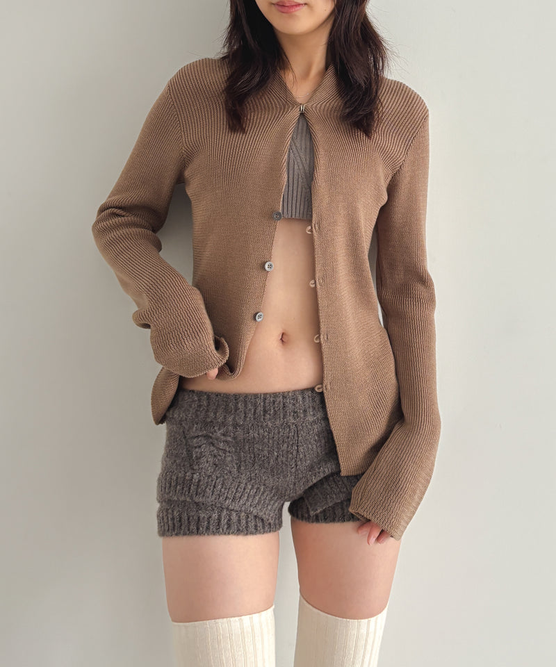 ULIKASANCTUS Rope knit shorts "MELANGE BROWN"