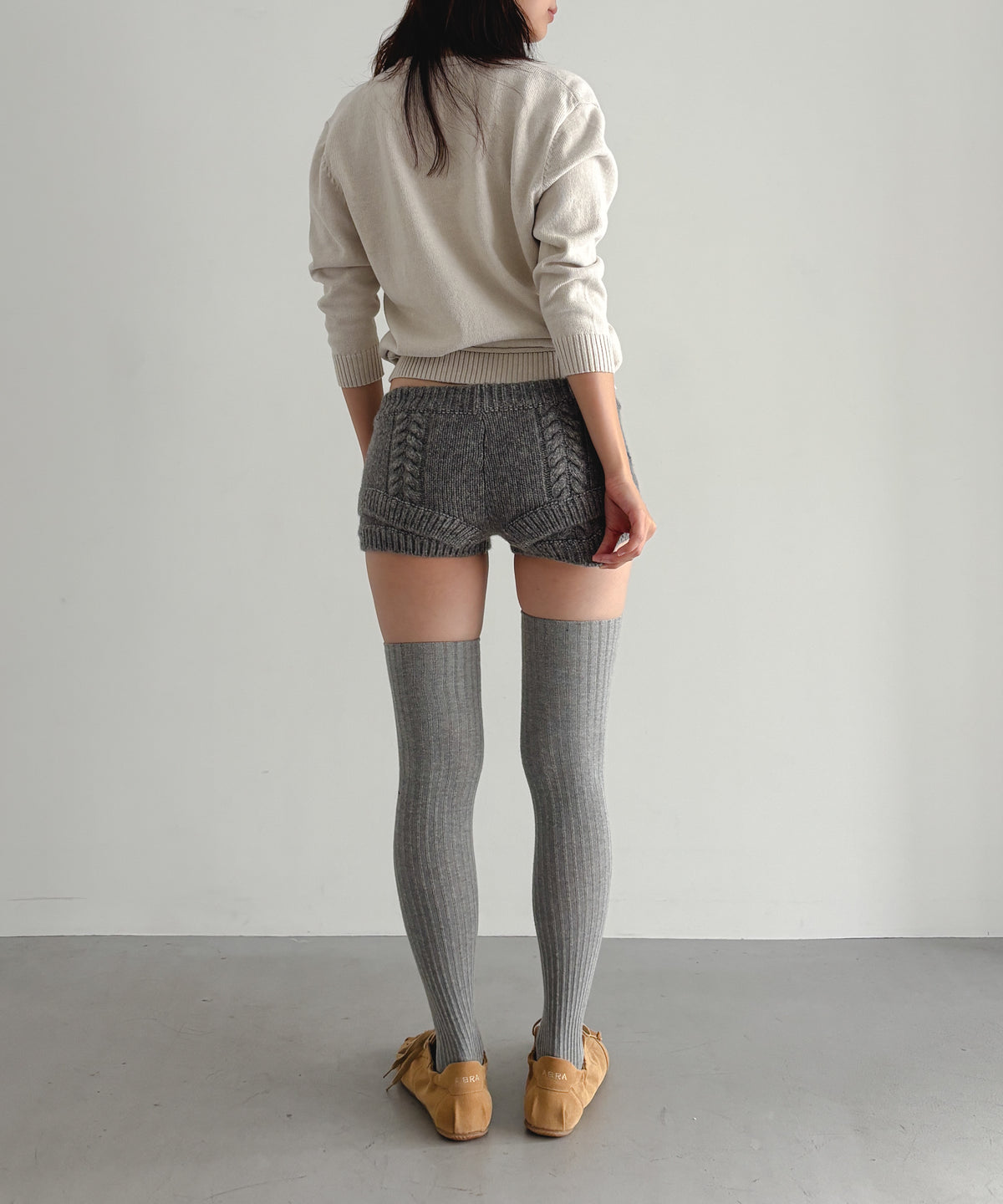 ULIKASANCTUS Rope knit shorts "MELANGE GRAY"