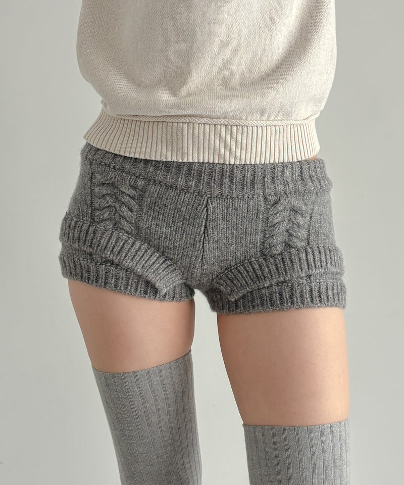 ULIKASANCTUS Rope knit shorts "MELANGE GRAY"
