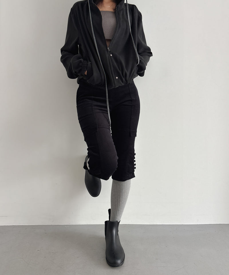 ULIKASANCTUS Double layered cropped pants "CHARCOAL"