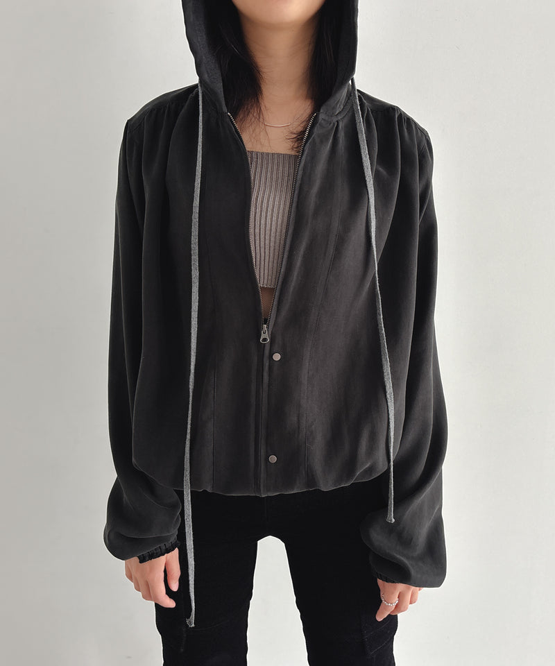 ULIKASANCTUS Placket hooded jacket "BLACK"