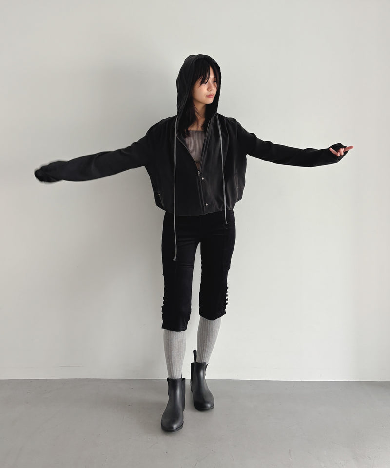 ULIKASANCTUS Placket hooded jacket "BLACK"