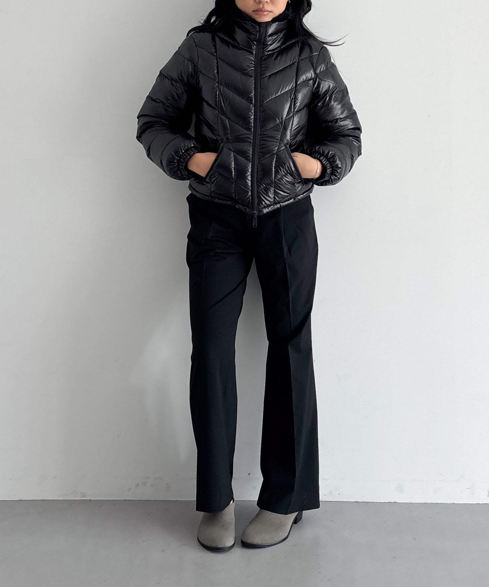 LOADINGROOM Reversible faux fur down jacket "BLACK"