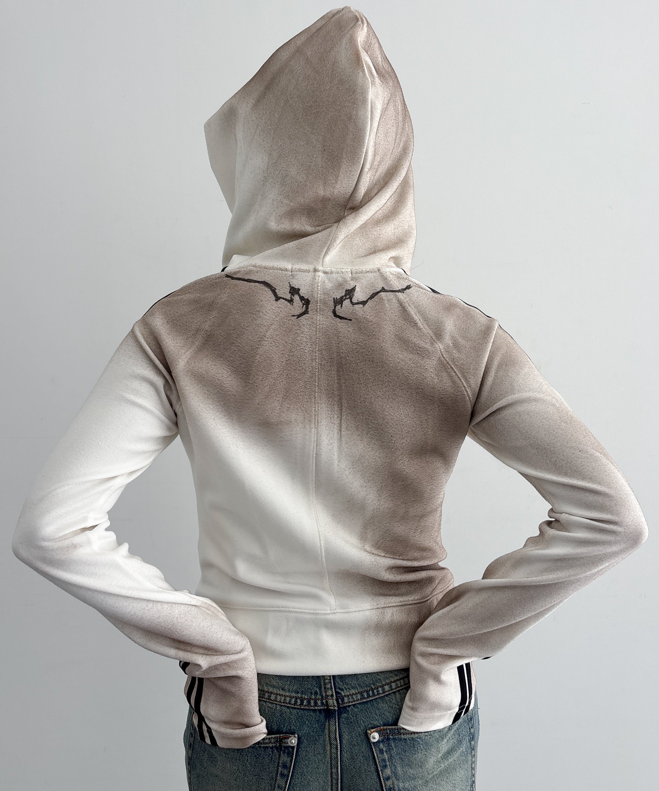 LOADINGROOM Tattoo track hoodie zip "WHITE"
