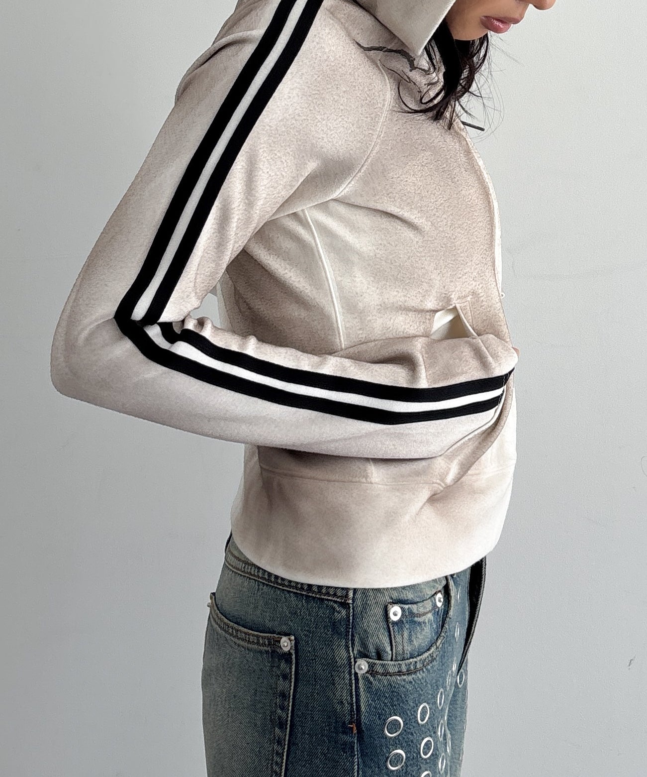 LOADINGROOM Tattoo track hoodie zip "WHITE"