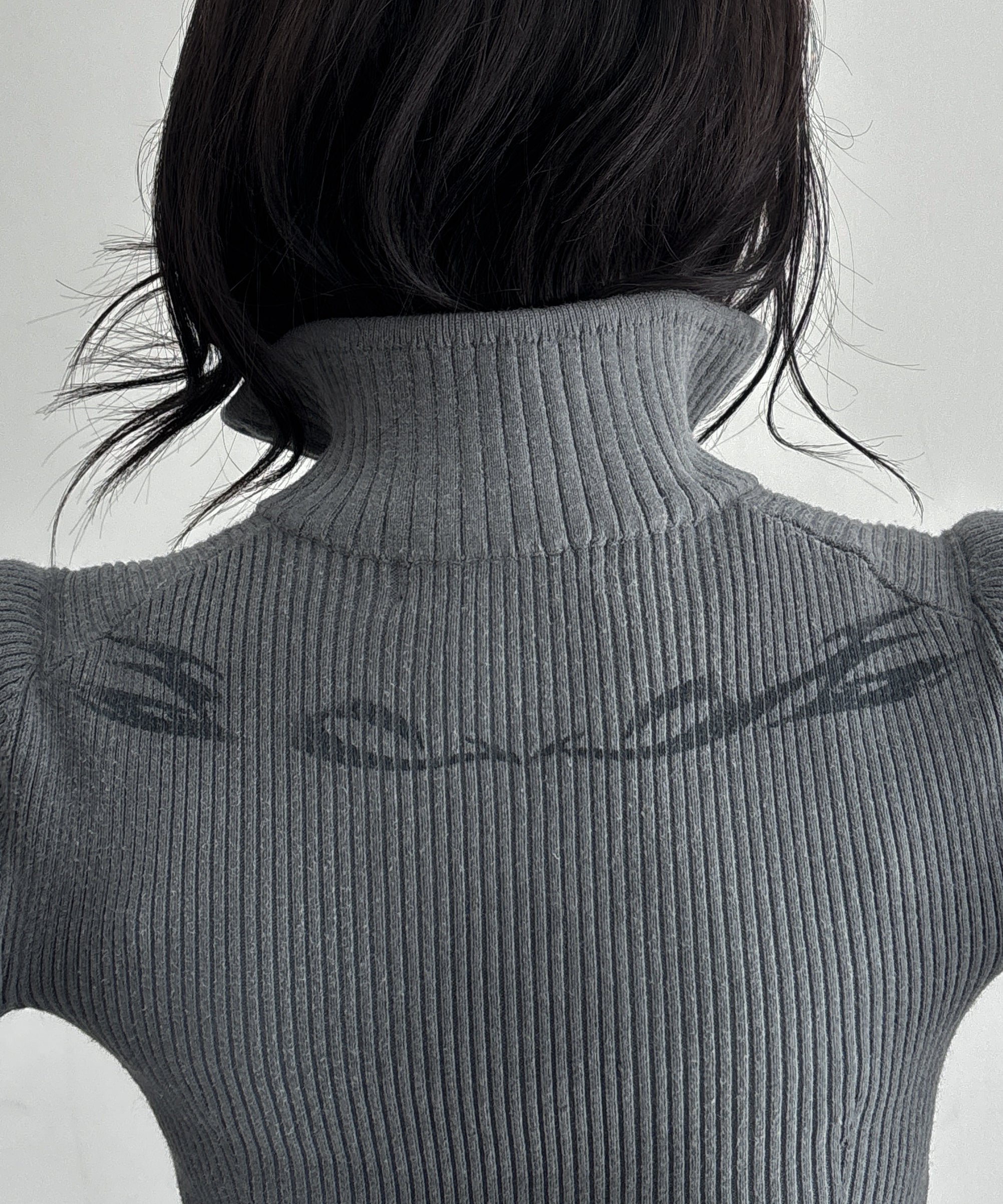 LOADINGROOM Dirty note knit zip "GREY"