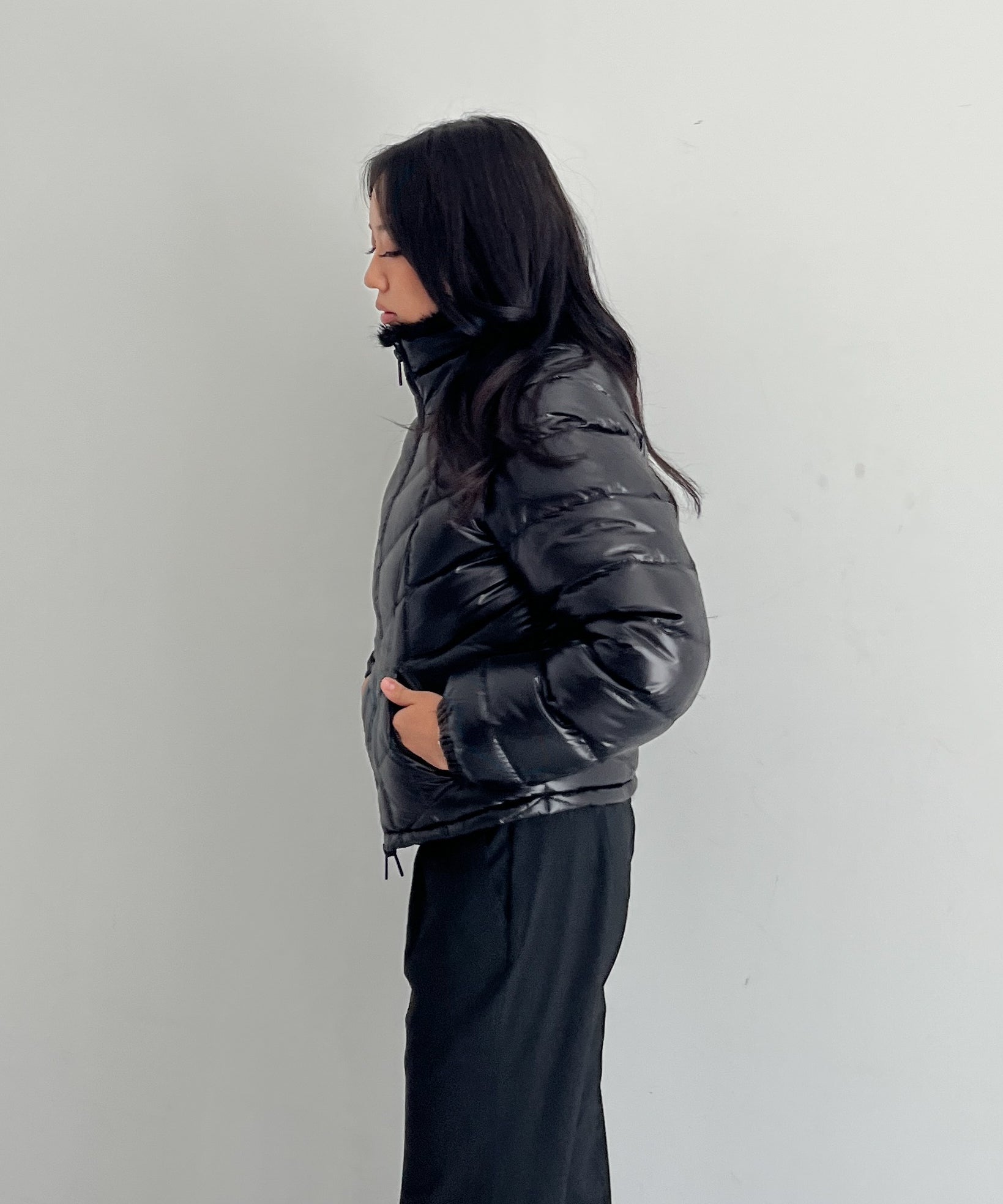 LOADINGROOM Reversible faux fur down jacket "BLACK"