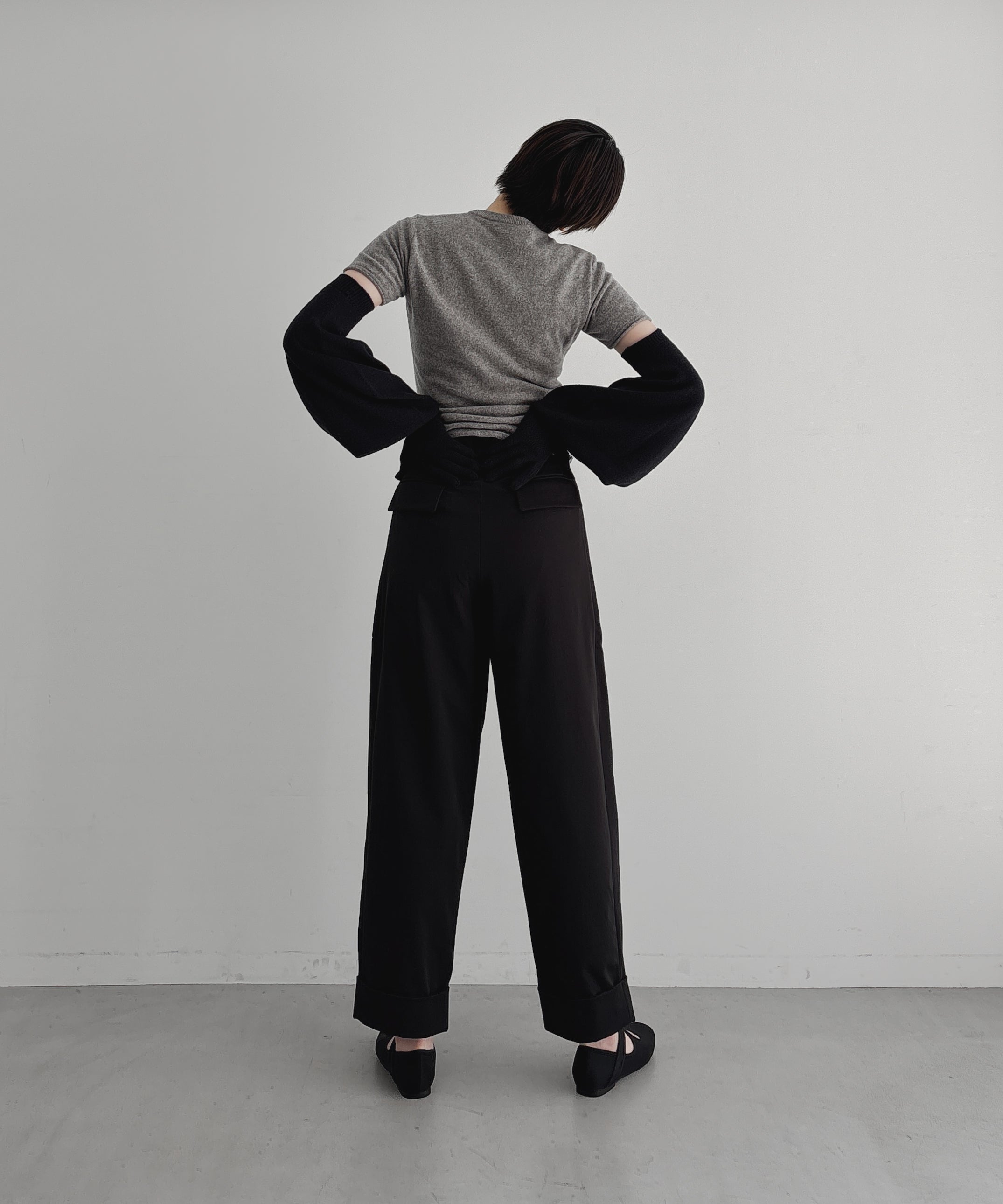 Fax Copy Express City night satin double-pleats pants "BLACK" S