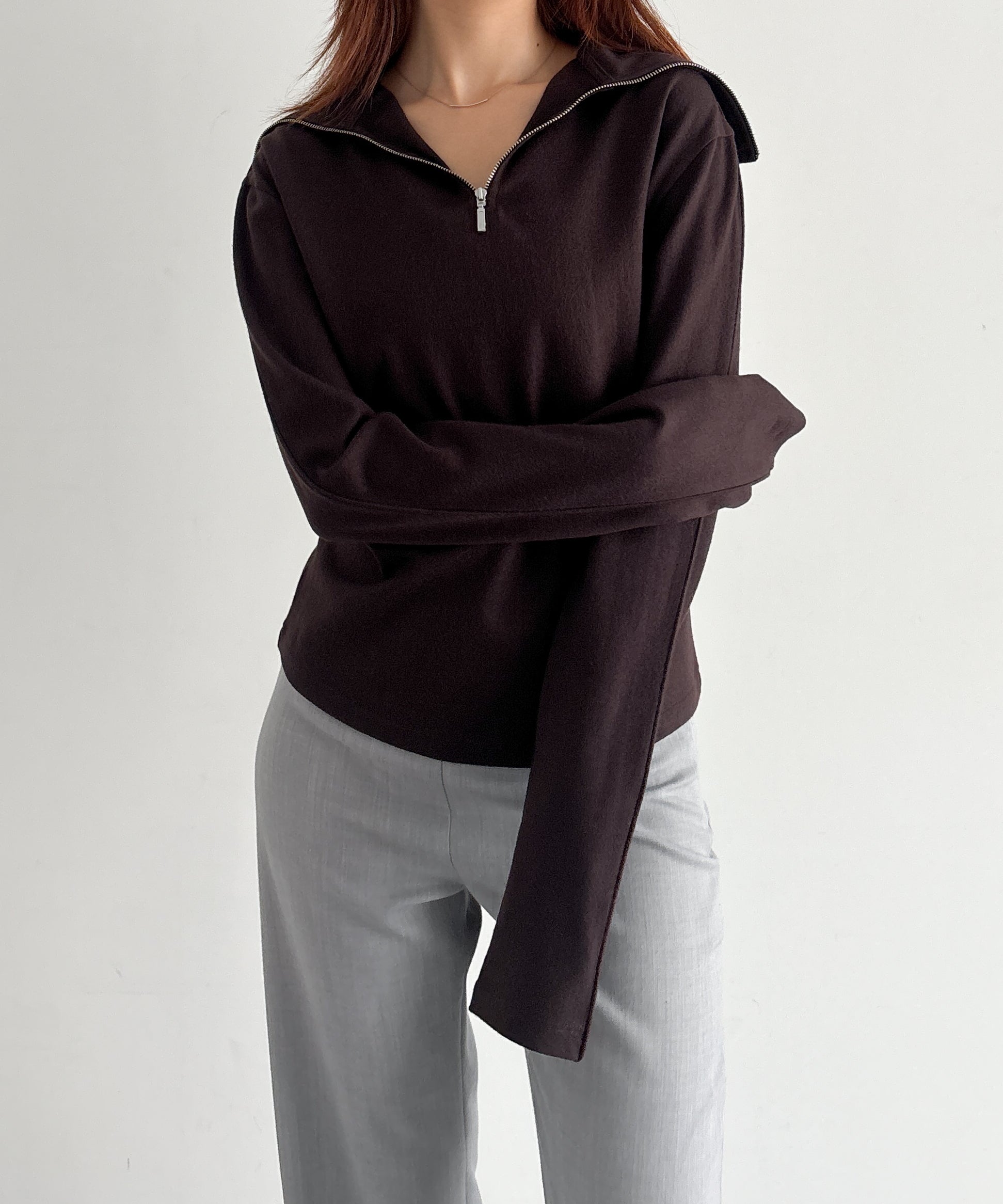 ENTIRE STUDIOS Apex wool top "COFFEE"