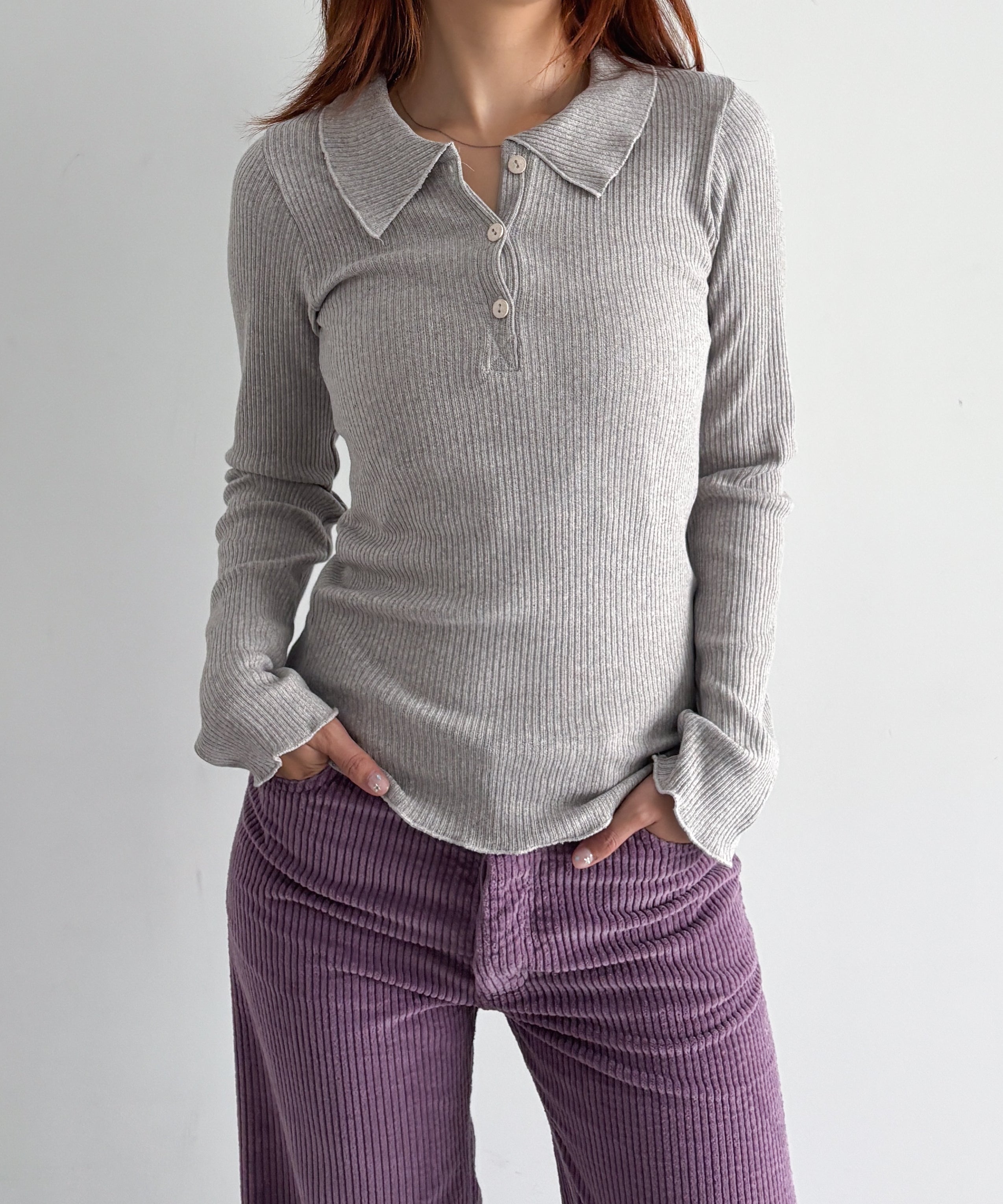 Baserange Dual long sleeve tee "GREY MELANGE"