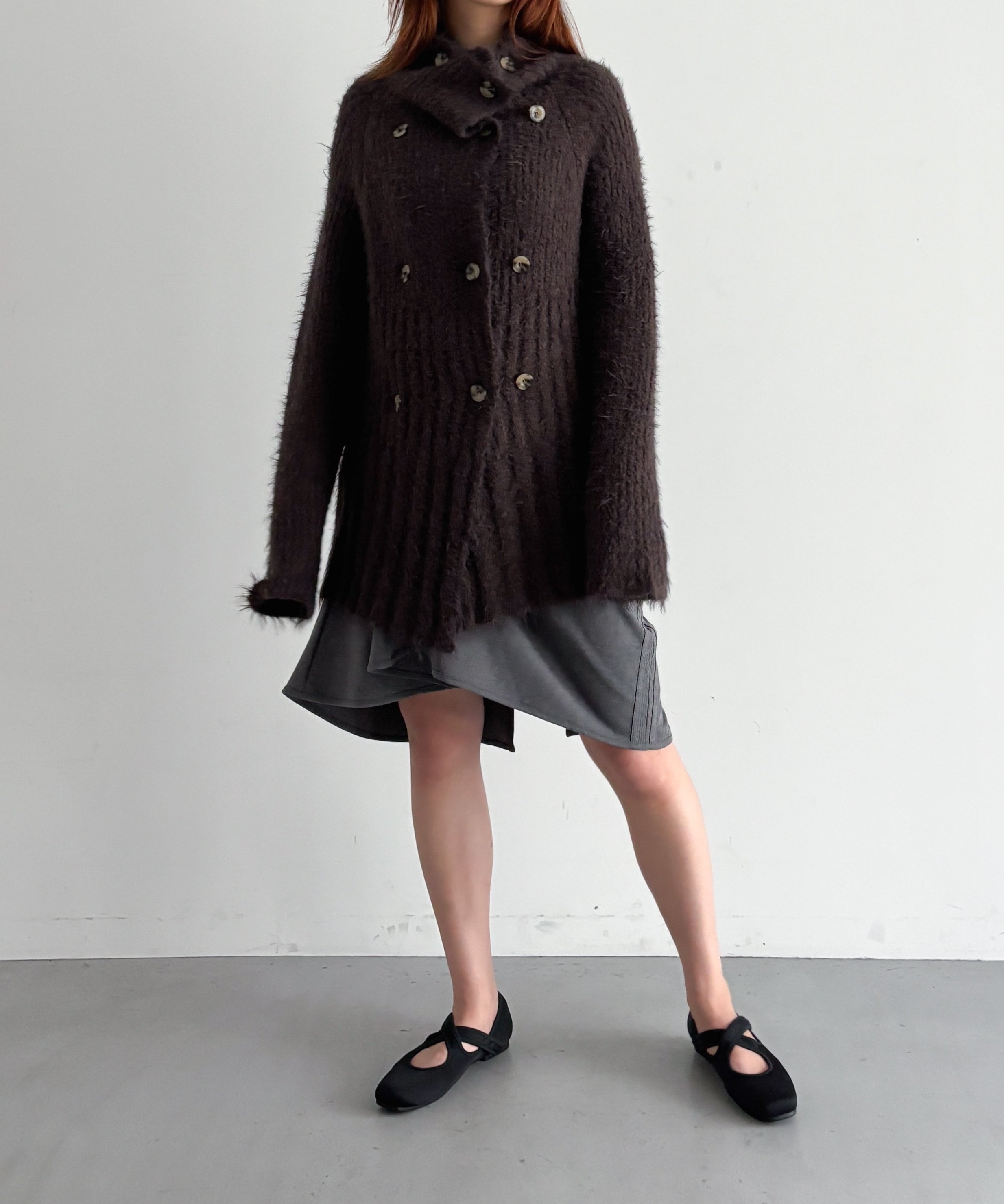 ULIKASANCTUS Buttoned knit cardigan "BROWN"