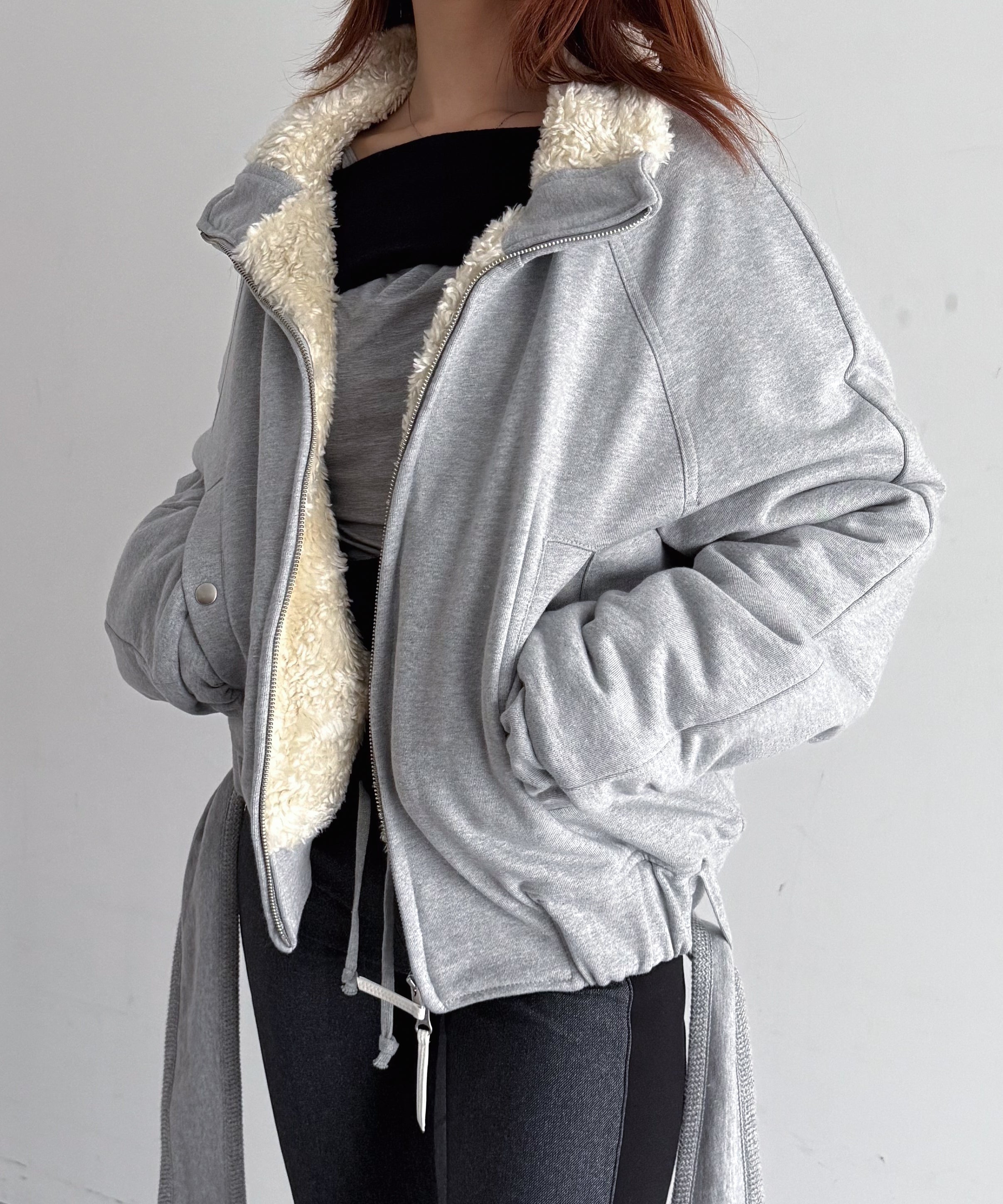 ULIKASANCTUS Belt zip jacket "GREY"